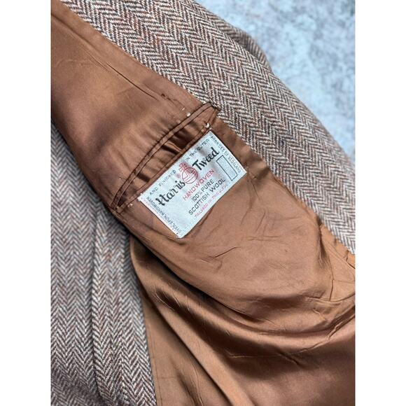 VTG Harris Tweed Sport Coat 44R Orange Unstructured Blazer Herringbone USA Read* - Picture 8 of 14